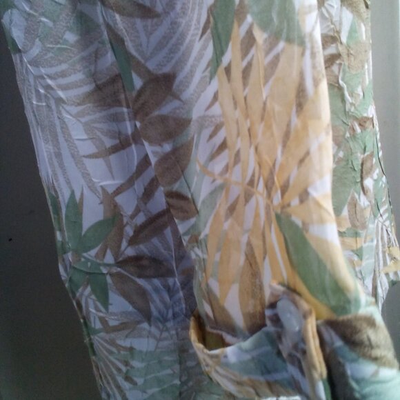 Cathy Daniels Blouse M Button Up Sheer Textured 3/4 Sleeve Floral Brown Green - Picture 2 of 16